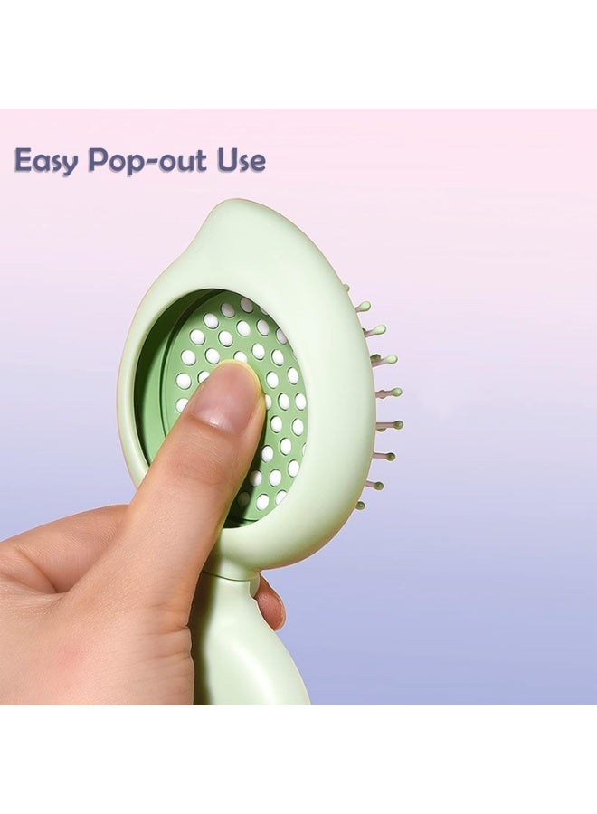 ChicAbode Mini Hair Brush for Purse, Pocket Hair Brush with Mirror for Girls, Small Portable Mirror with Brush Travel Size, Folding Hairbrush for Backpack, Pink and Green - Image 4